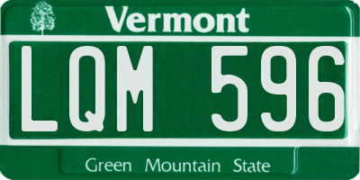 VT license plate LQM596
