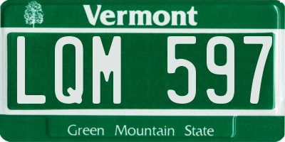 VT license plate LQM597