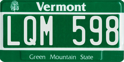 VT license plate LQM598
