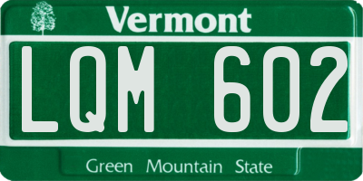 VT license plate LQM602