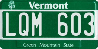 VT license plate LQM603