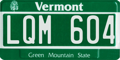 VT license plate LQM604