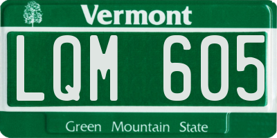 VT license plate LQM605
