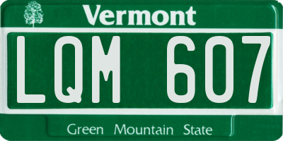 VT license plate LQM607