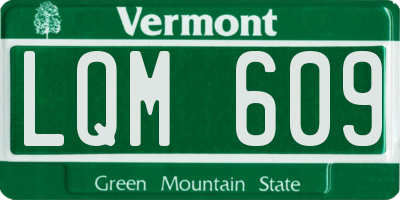 VT license plate LQM609