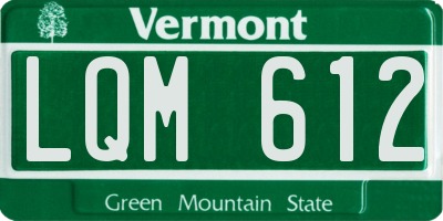 VT license plate LQM612
