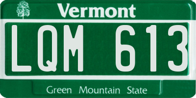 VT license plate LQM613