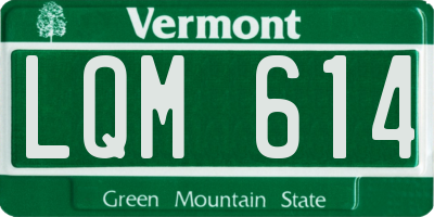 VT license plate LQM614