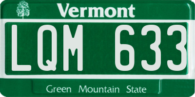 VT license plate LQM633