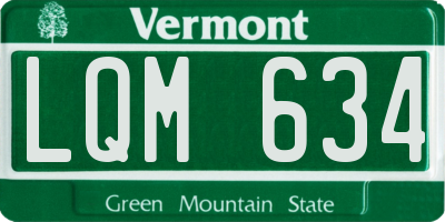 VT license plate LQM634