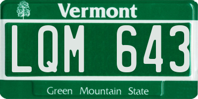 VT license plate LQM643