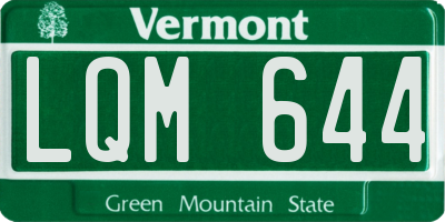 VT license plate LQM644