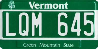 VT license plate LQM645