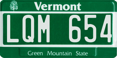 VT license plate LQM654