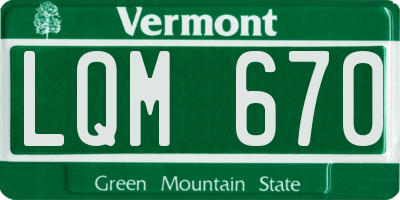 VT license plate LQM670