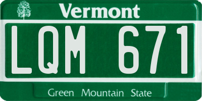 VT license plate LQM671