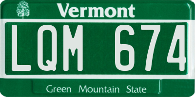 VT license plate LQM674