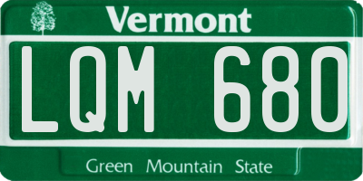 VT license plate LQM680