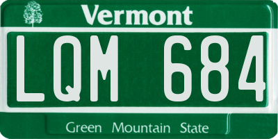 VT license plate LQM684