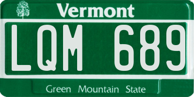 VT license plate LQM689