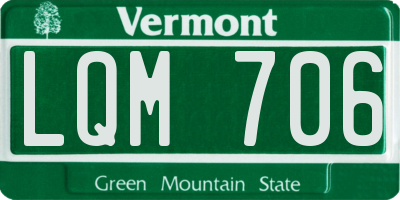 VT license plate LQM706