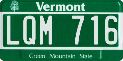 VT license plate LQM716