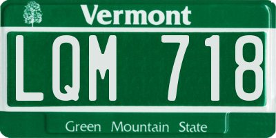VT license plate LQM718