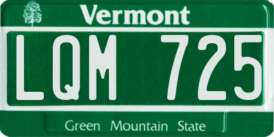 VT license plate LQM725