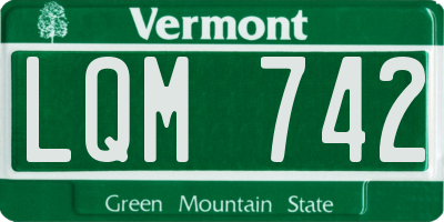 VT license plate LQM742