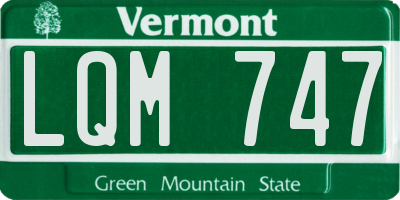 VT license plate LQM747