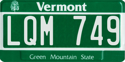 VT license plate LQM749