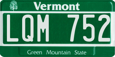 VT license plate LQM752