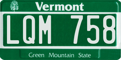 VT license plate LQM758