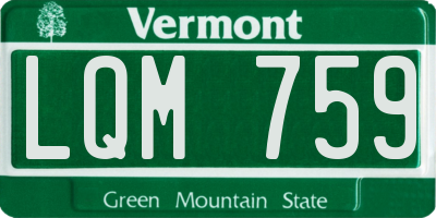 VT license plate LQM759