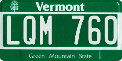VT license plate LQM760