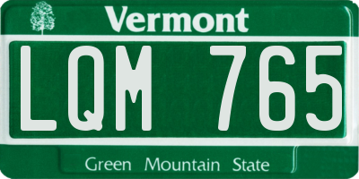 VT license plate LQM765