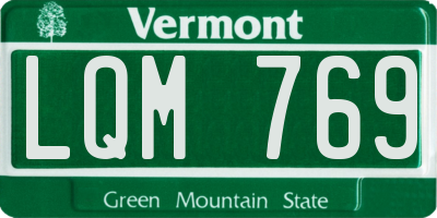 VT license plate LQM769