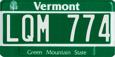 VT license plate LQM774