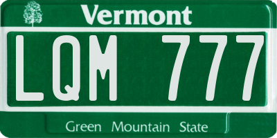 VT license plate LQM777