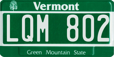 VT license plate LQM802