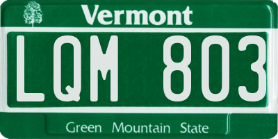 VT license plate LQM803