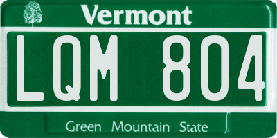 VT license plate LQM804