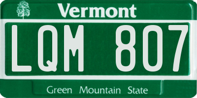 VT license plate LQM807