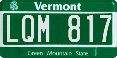 VT license plate LQM817