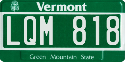 VT license plate LQM818