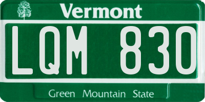 VT license plate LQM830