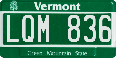 VT license plate LQM836