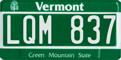 VT license plate LQM837