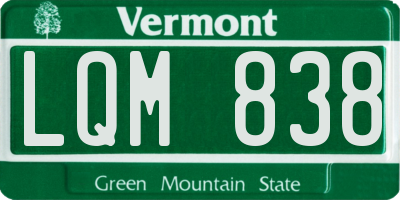 VT license plate LQM838