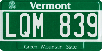 VT license plate LQM839